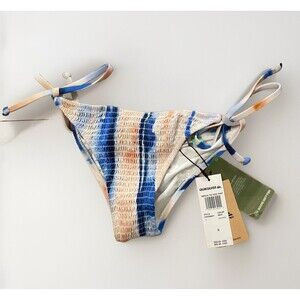 Quicksilver Side Tie Smocked Bikini Bottom Womens Size Small NEW Beach Vacation